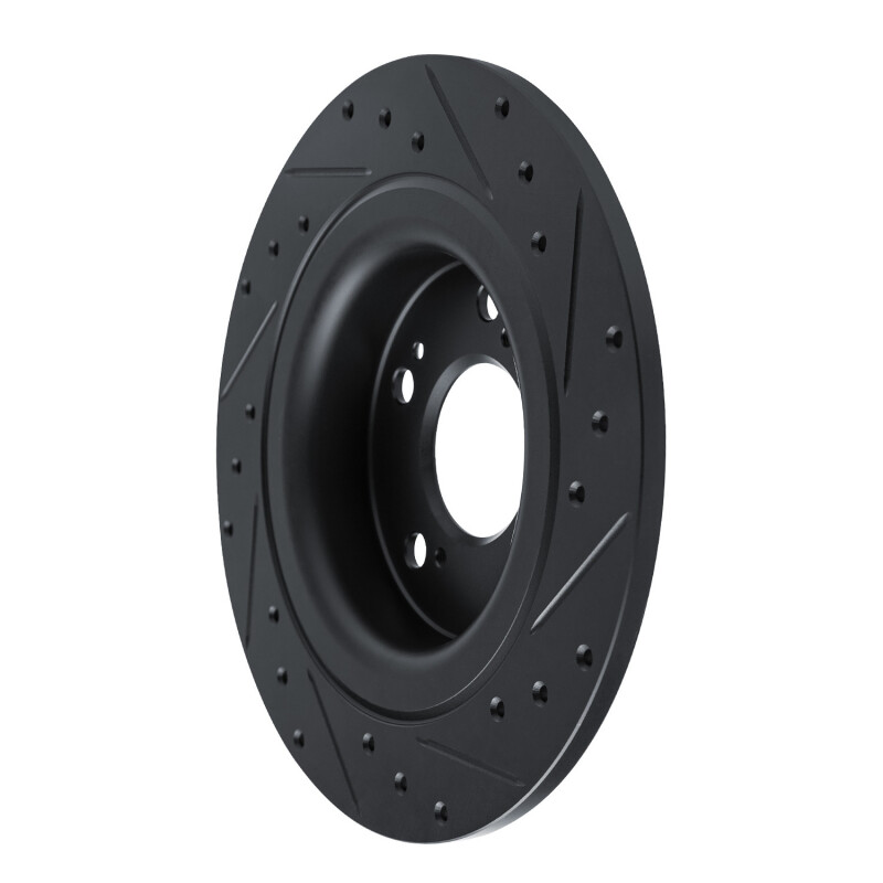 Acura Integra Brake Rotor (1) - Rear Left - R1 Concepts - Drilled & Slotted - Black - `17-`25